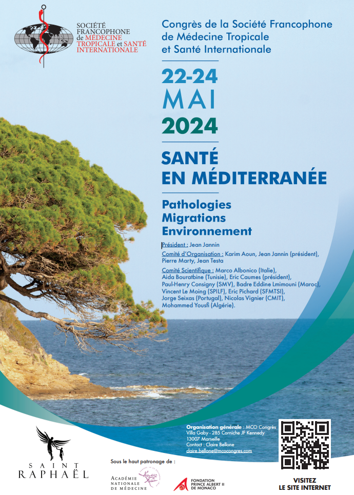 Congrès SFMTSI — Santé en Méditerranée 22–24 mai 2024 Saint-Raphaël, Var, France.